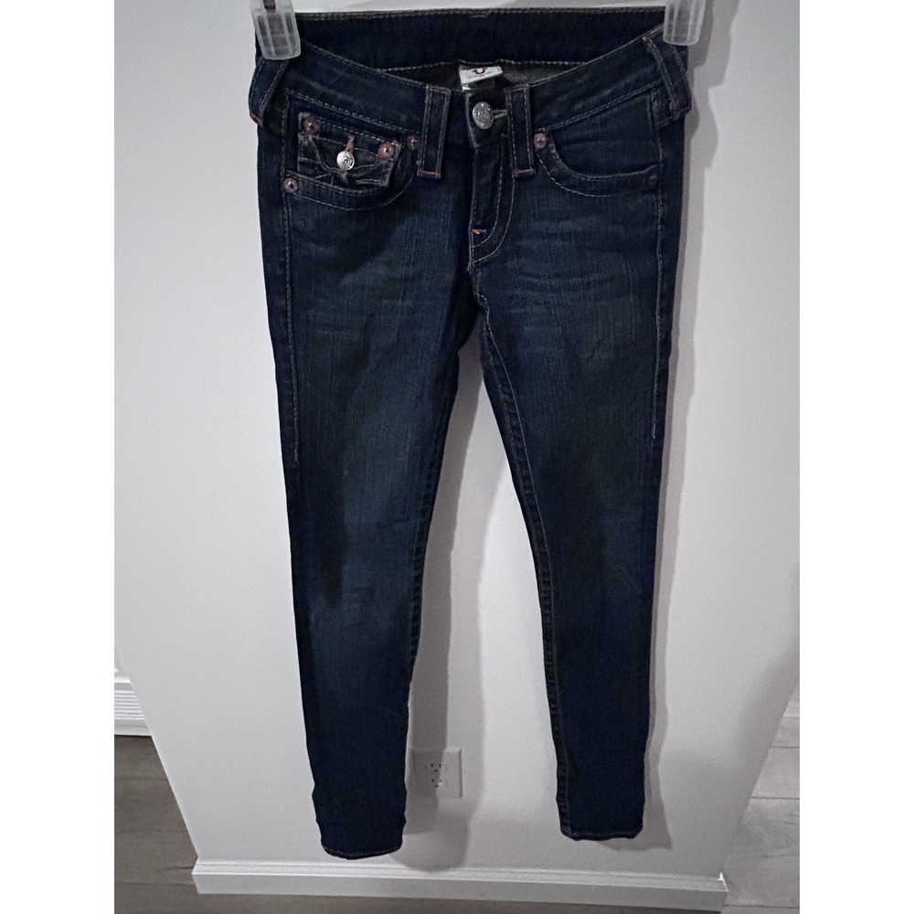 Vintage Y2K True Religion Julie Women's 24 Low Rise Skinny Jeans Blue Denim
